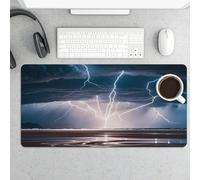 Large Thunder and Lightning Desk Mat 24x12 Inch Waterproof Non-Slip Rubber Desk Pad for Office Home Gaming Remote Work Foldable Portable Mousepad for Keyboard Laptop Desktop Accessories