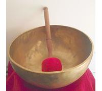 Large Tibetan Buddhist Singing Bowl; 9.5in Diameter; 1300g weight; Hand beaten in Nepal. Comes with Red Felt Striker Stick(colour and shape may vary)