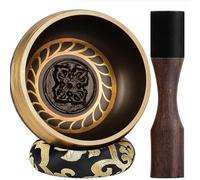 Large Tibetan Singing Bowls, Singing Sound Bowl Handcrafted in Nepal for Yoga,Chakra Healing,Stress Relief Self Care Gifts for Women and Men Christmas Gifts (Four Buddhas-Golden Wheel, 10cm)