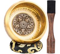 Large Tibetan Singing Bowls, Singing Sound Bowl Handcrafted in Nepal for Yoga,Chakra Healing,Stress Relief Self Care Gifts for Women and Men Christmas Gifts (Five Buddhas-Sunflower, 14cm)