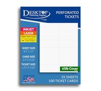 Large Ticket Paper 4.25" x 5.5" - Cardstock Perforated with 1.75" Stub - For Inkjet Laser Printers- Valet Parking Drink Pass Coat Check Event Claim Tickets - 25 Sheets / 100 Tickets (White)