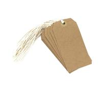 Large Tie-On Luggage & Storage Card Tags, Brown 350gsm Card, Pack of 10 (120x60mm) with String