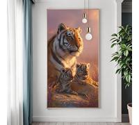 Large Tiger Diamond Art Kits Adults, 5D Diamond Painting Animal Crystal Art Kits for Adults Beginner, DIY Square Full Drill Gem Painting Canvas Arts and Crafts Pictures for Room Decor 30x60 cm P-7