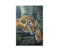 Large Tiger Jungle Aesthetic Majestic Animal Poster Canvas Art Wall Decor Posters & Prints Paintings for Bedroom Living Room Decor for Mens Women Framed Unframed 12x18inch(30x45cm)