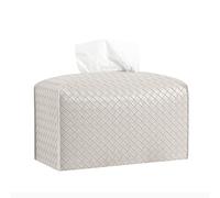 Large Tissue Box Cover PU Leather Tissue Holder Square Facial Tissue Case Facial Paper Organizer Dispenser for Bathroom, Vanity Countertop, Tabletop, Car, Griege