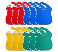 Large Toddler Bib. Waterproof with Snaps. Wide Coverage Helps Keep Stains Off Your Child's Clothing. Plain Color Baby Gift Set Pack of Boy and Girl Bibs. (12 Pack, RBYG (18-48 Months))