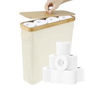 Large Toilet Roll Storage,Roll Storage Basket with Lid,Oxford Cloth Toilet Paper storage,Foldable Organizer Basket for Tight Spaces Space Saving Toilet Paper Bin