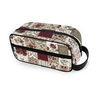 Large Toiletry Bag Rustic Flower Pathwork Cosmetic Case Portable Travel Wash Bag Shaving Dopp Kit Makeup Organiser with Handle for Women Men
