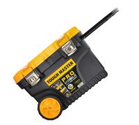 Large Tool Box On Wheels 24" Inch 62cm Professional Heavy Duty Toolbox Chest With Tote Tray 60 Litres Capacity 2 Wheels For Maintenance, Outdoors, Hobbies, Fishing, Garage And Home TOUGH MASTER