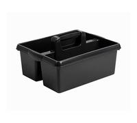 Large Tool Tidy Caddy - Heavy-Duty Plastic Storage Box with Handle - Dual Compartment Organizer for Tools, Cleaning Supplies, Garden Use - Multi-Purpose Carry Tray (MIDNIGHT)