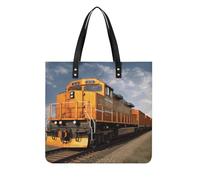 Large Tote Bag for Women Freight Train PU Leather Shoulder Bags with Interior Small Bag Weekender Bags