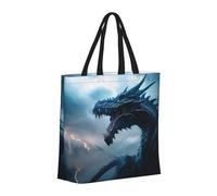 Large Tote Bag For Women - Reusable The Tote Bag With Zipper, Beach Bags For Women, Blue Thunder storm Dragon Mom Bag For Mom Suitable For Hospital Beach Travel Shopping