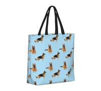 Large Tote Bag For Women - Reusable The Tote Bag With Zipper, Beach Bags For Women, German Shepherd Dog Blue Mom Bag For Mom Suitable For Hospital Beach Travel Shopping