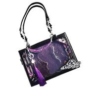 Large Tote Bag | Travel Tote Bag | Antique Chinese Style, Transparent Window Design, Large Continuity Caption In A Modern Bag Through Tracity For Business Commuting, Black purple, riferimento