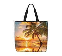 Large Tote Bag Tropical Beach Palm Tree Sunset Large Grocery Shopping Bag For Shopping Work Beach