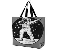 Large Tote Top Handle Shopping Bag Handbag, Women Zippered Sturdy Handbag Polyester Big Shoulder Hand Bags Reinforced Edges Print Astronaut Pose on the Moon
