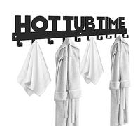 Large Towel Racks Bathroom Decor Wall Mount Hooks Towel Holder Organizer Outdoor Hut Tub Towel Rack to Hold Towels Robes and Coats in Bath, Hot Spring, Swim Pool, Hotel (Black)