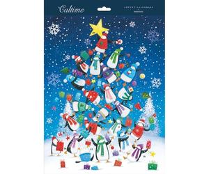 Large Traditional Picture Advent Calendar Penguin Tree Christmas Countdown Gift - Caltime - By Caltime - Festive Design, Quality Craftsmanship, Memorable Gift, Family Countdown, 24 Doors To Open