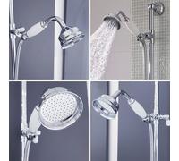 VeeBath Beta 180mm Hand Held Round Shower Head - Pencil Type, Solid Construction