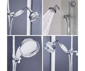 Large Traditional Victorian Shower Head Handset Bath Mixer Ceramic Handle Chrome