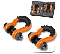 Large Trailer Loop 3/4 Inch D Ring Shackle (2-Pack) 45,000 lbs/20.4T Breaking Strength, with 7/8 Inch Pin and Anti-Theft Security Screws, the Traction Capacity is 10471 lbs (4.75T) (Orange)
