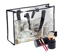 Large Transparent Duffel Bag | Big PVC Clear Carry Bags for Outdoors, Swimming Pool, Long Shoulder Strap, Fabric Cut Waterproof Stadium Bag, Black, riferimento alla descrizione