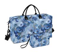 Large Travel Bag Oil Painting Blueberry Taupe Blue Carry on Weekender Overnight Bag with Toiletry Bag for Sports Large Capacity bolso para en avion