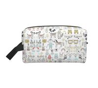 Large Travel Cosmetic Bag â€“ Animal Rabbit Fox Dee Print Storage Pouch for Toiletries, Makeup â€“ Reusable Organizer with Zipper, White, One Size