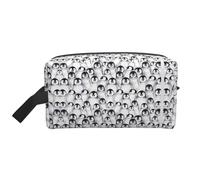 Large Travel Cosmetic Bag – Cute Penguins Sketch Full-Print Design, Portable Toiletry Organizer, Multi-Use Pouch for Makeup, White, One Size