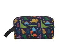 Large Travel Cosmetic Bag â€“ Dinosaur Palm Leaf Full-Print Design, Portable Toiletry Organizer, Multi-Use Pouch for Makeup, White, One Size