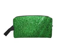 Large Travel Cosmetic Bag – Green Sequin Sparkle Full-Print Design, Portable Toiletry Organizer, Multi-Use Pouch for Makeup, White, One Size