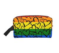 Large Travel Cosmetic Bag â€“ Reusable Gay Pride Rainbow Pattern Print Toiletry Dopp Kit, Portable Organizer for Makeup, Daily Essentials, White, One Size