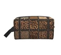 Large Travel Cosmetic Bag – Wild Zoo Print Storage Pouch for Toiletries, Makeup – Reusable Organizer with Zipper, White, One Size