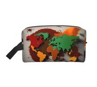Large Travel Cosmetic Bag â€“ World Map Made of Spices Full-Print Design, Portable Toiletry Organizer, Multi-Use Pouch for Makeup, White, One Size, White, One Size