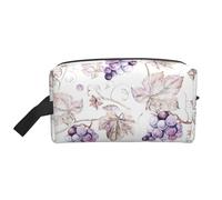 Large Travel Cosmetic Bag - Beautiful grape leaves Print Storage Pouch for Toiletries, Makeup - Reusable Organizer with Zipper, White, One Size