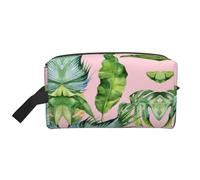 Large Travel Cosmetic Bag - Fresh banana leaves Full-Print Design, Portable Toiletry Organizer, Multi-Use Pouch for Makeup, White, One Size