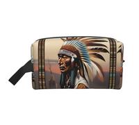 Large Travel Cosmetic Bag Reusable Dopp Kit, Native Spirits Print Storage Pouch for Toiletries, Makeup, and Accessories