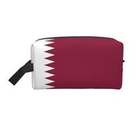 Large Travel Cosmetic Bag Reusable Dopp Kit, Qatar Flag Print Storage Pouch for Toiletries, Makeup, and Accessories