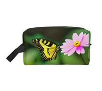 Large Travel Cosmetic Bag - Spring Floral Butterfly Full-Print Design, Portable Toiletry Organizer, Multi-Use Pouch for Makeup, White, One Size