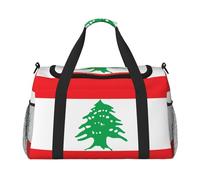 Large Travel Duffel Bag,Flag of Lebanon Print Men Sports Tote Gym Bag,Shoulder Weekender Handbag Overnight for Women
