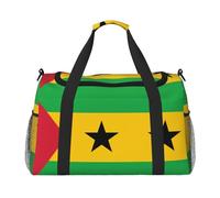 Large Travel Duffel Bag,Flag of Sao Tome and Principe Print Men Sports Tote Gym Bag,Shoulder Weekender Handbag Overnight for Women
