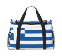Large Travel Duffel Bag,Greek flag Print Men Sports Tote Gym Bag,Shoulder Weekender Handbag Overnight for Women