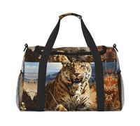 Large Travel Duffel Bag,Leopard in search of prey Print Men Sports Tote Gym Bag,Shoulder Weekender Handbag Overnight for Women