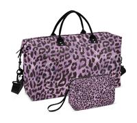 Large Travel Duffel Bag Sports Tote Gym Bag Overnight Weekend Bags Purple Leopard Spot Holdall Carry On Luggage with Toiletry Bag