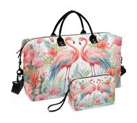 Large Travel Duffel Bag Sports Tote Gym Bag Overnight Weekender Bags Flamingo Floral Carry On Luggage with Toiletry Bags, Flamingo Floral, 20.5*13.8*7.9 inch, Business