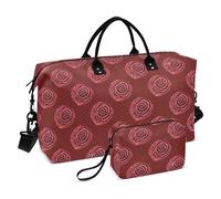 Large Travel Duffel Luggage Carry on Weekender Overnight Bag Sport Training Bag with Adjustable Strap for Airplane Traveling Foldable, Red fake sequin rose