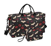 Large Travel Duffel Luggage Gothic Style Darkness Red Lips Carry on Weekender Overnight Bag with Toiletry Bag for Hiking Waterproof maletines para mujer de
