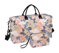 Large Travel Duffel Luggage Large Carry On Airport Bag Gym Carry on Duffel Bags with Adjustable Strap for Airplane Traveling Multifunctional, Rich Chinese watercolor flowers