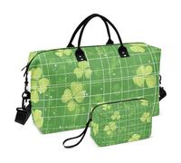 Large Travel Duffel Luggage St. Patrick's Day Lucky Green Clover Large Carry On Airport Bag Gym Sports Duffel Bags with Adjustable Strap for Hiking Large Capacity, St. Patrick's Day lucky Green