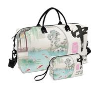 Large Travel Duffel Luggage Weekender Duffel Bag with Adjustable Strap for Trekking 2 Pcs Set Welcome To China Scenery Culture